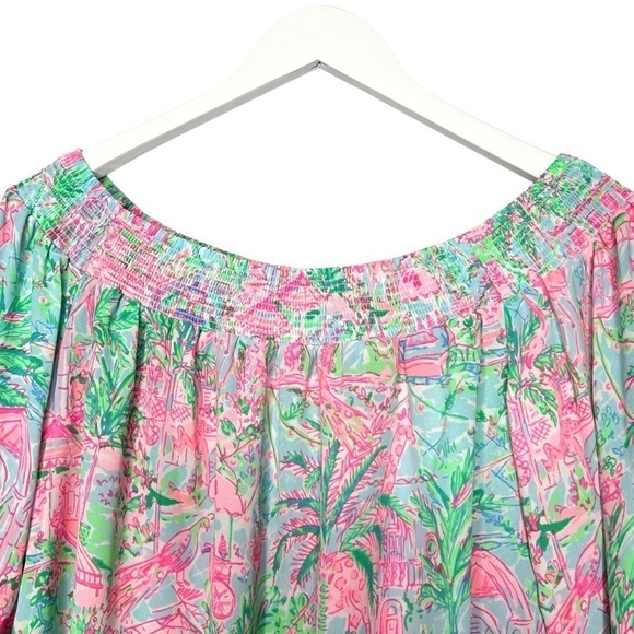 Lilly Pulitzer Maryellen Off shoulder top Spotted On Worth Bali Blue Size XS NEW - Picture 6 of 12